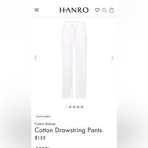 Hanro White Women's Lounge Pants large luxury brand pajamas 100% cotton. EUC!